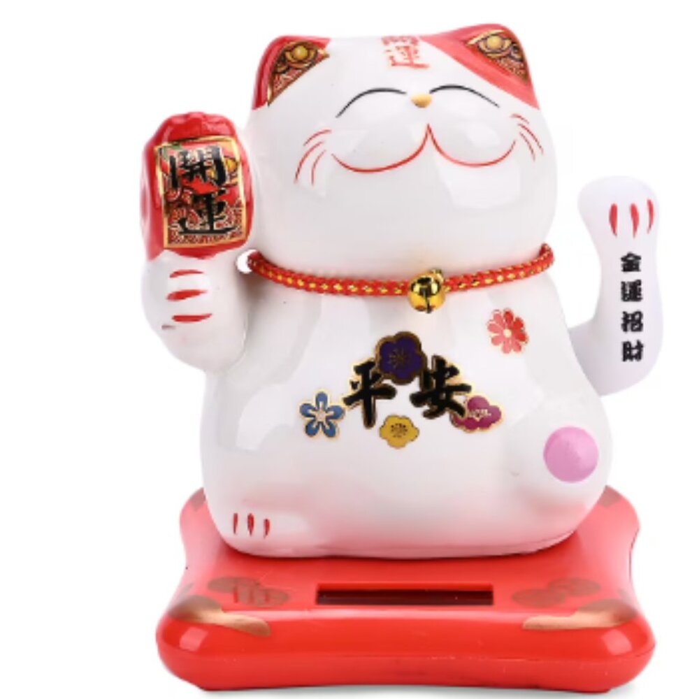 Ceramic Solar Money Cat Decoration